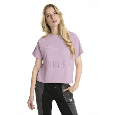 

Puma Downtown Structured Top Женская бледно-фиолетовая повседневная футболка Activewear Tee, Фиолетовый, Puma Downtown Structured Top