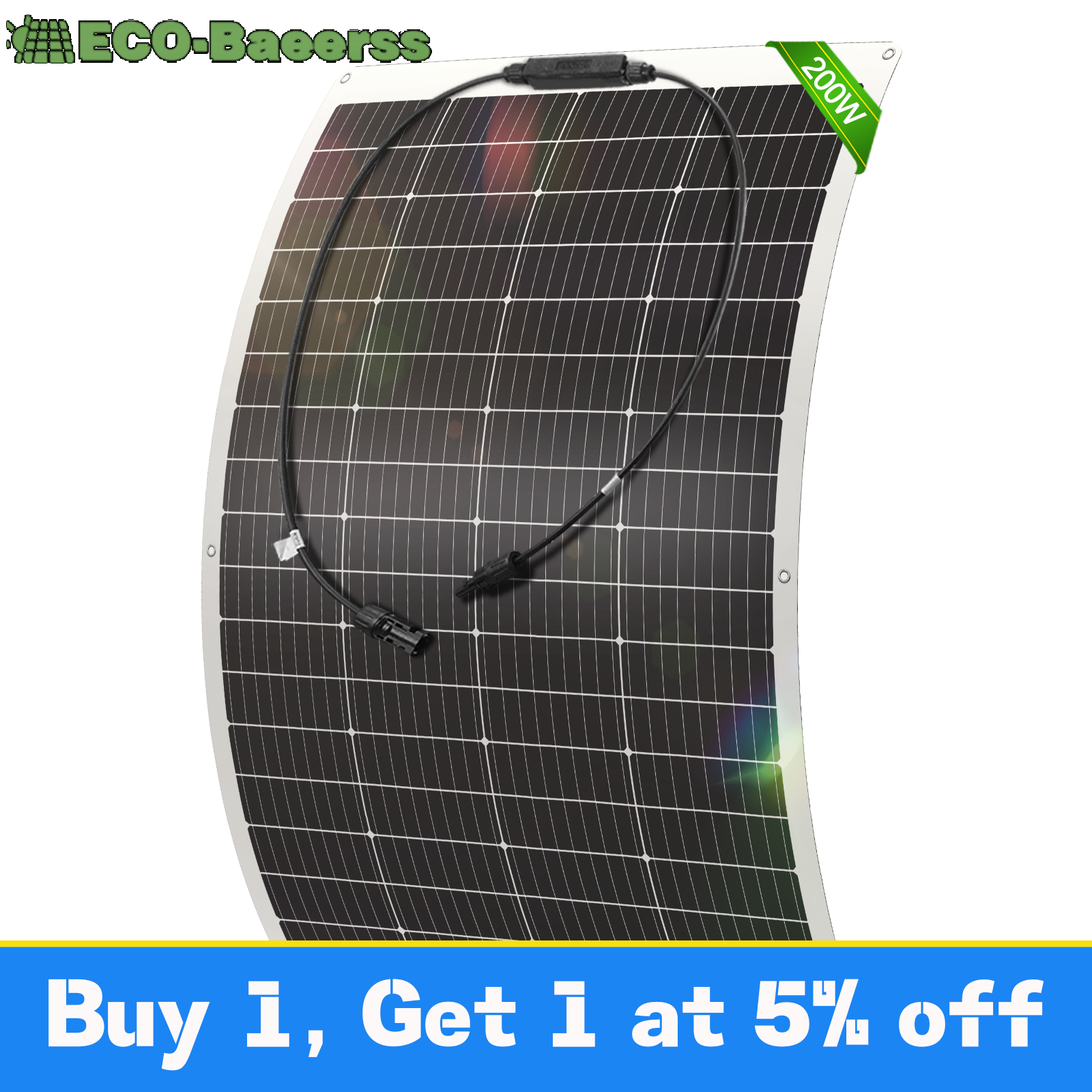 Flexible 200W Mono Solar Panel 12V Power Portable Camping Home RV Battery Charge