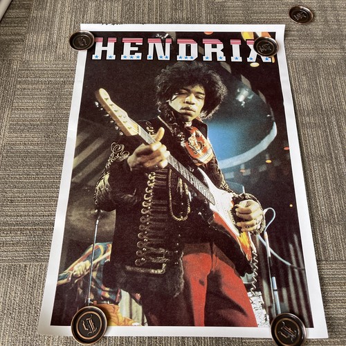 Jimi Hendrix Vintage Poster Playing Guitar Performance 25” X