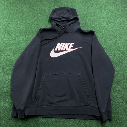 nike unisex vintage logo fleece oversized hoodie in washed black