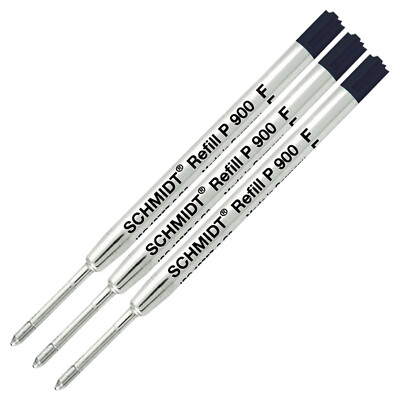 3 Pack - Schmidt P900 Black Fine Nib Parker Style Ballpoint Refill