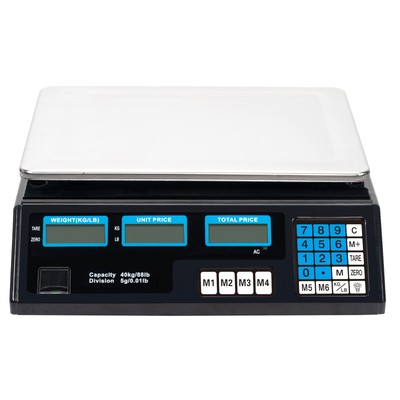 Digital Price Computing Scale 40kg 5g For Vegetable US Plug Silver Black