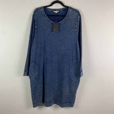 Jane & Delancey Indigo Shift Dress Size 1X Long Sleeve Cotton Pockets