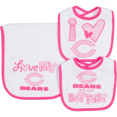 Chicago Bears Для девочек, 2 слюнявчика и 1 салфетка для отрыжки, Один размер, Розовый