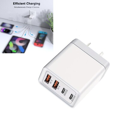 USB C Charger Cube 2 Pack Wall Plug Fast Charging Block 4 Port PD+QC Power
