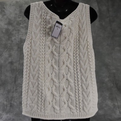 NWT Polo Ralph Lauren Cream Sleeveless Pullover Vest Cable Knit Size XL ANB
