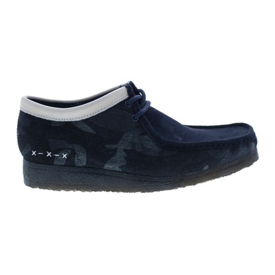 

Мужские синие оксфорды и туфли на шнуровке Clarks Wallabee Shashiko в стиле кэжуал, Синий, Clarks Wallabee Shashiko