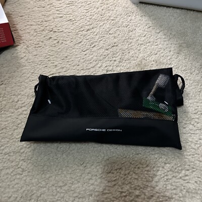 Lufthansa Porsche Premium Economy Amenity Kit Black Nylon Mesh Drawstring Bag