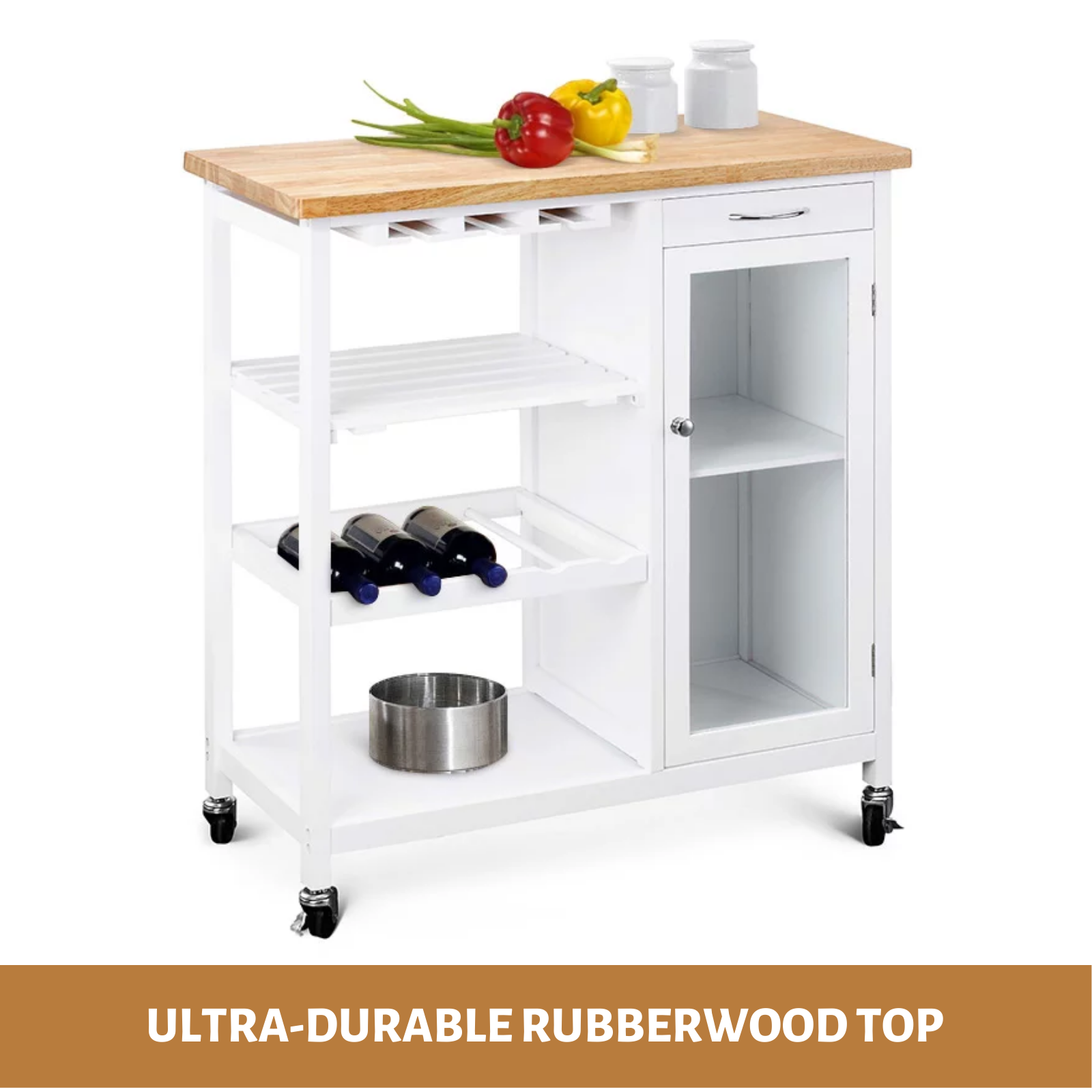 portable kitchen cooking workbench trolley island wooden