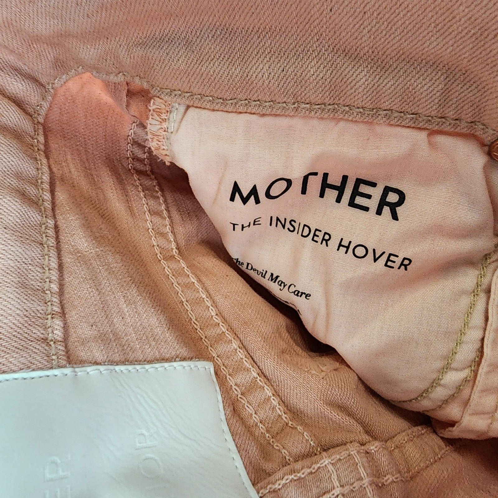 Mother the Insider Hover High Rise Straight Jeans Women's 24 Peach Parfait Solid - Picture 12 of 15