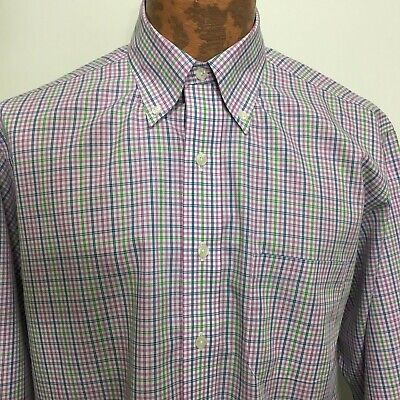 Brooks Brothers M Multi-Color Plaid Button-Down Cotton Shirt N...