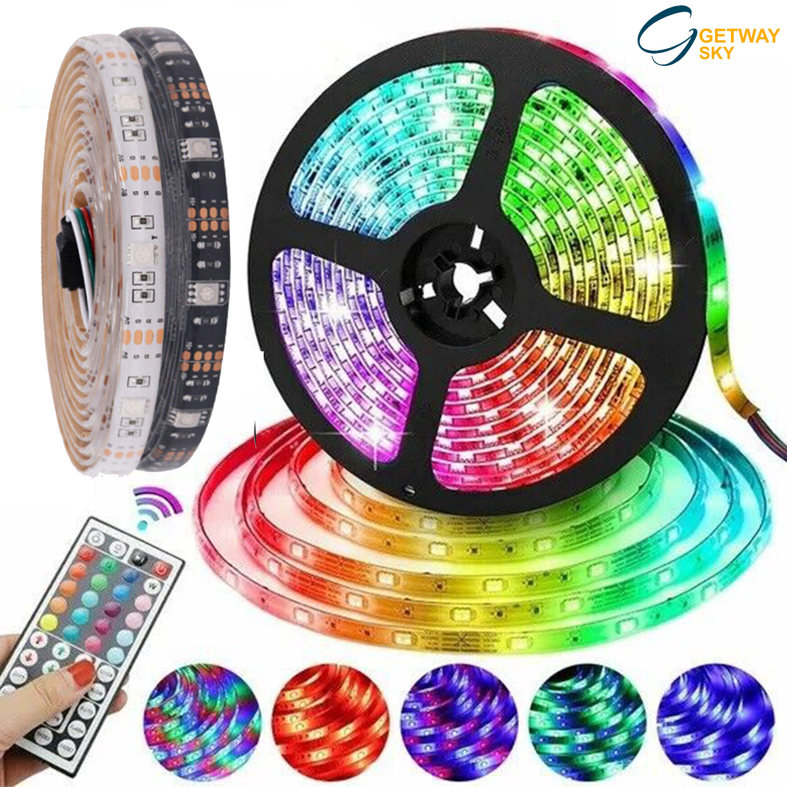 RGB LED Strip Lights USB Powered 5050 Color Changing for Home Decor 1-5M