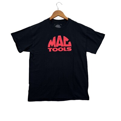 Authent Mac Tools Logo Power Work Wear Blue Collar Construction Black T Shirt M