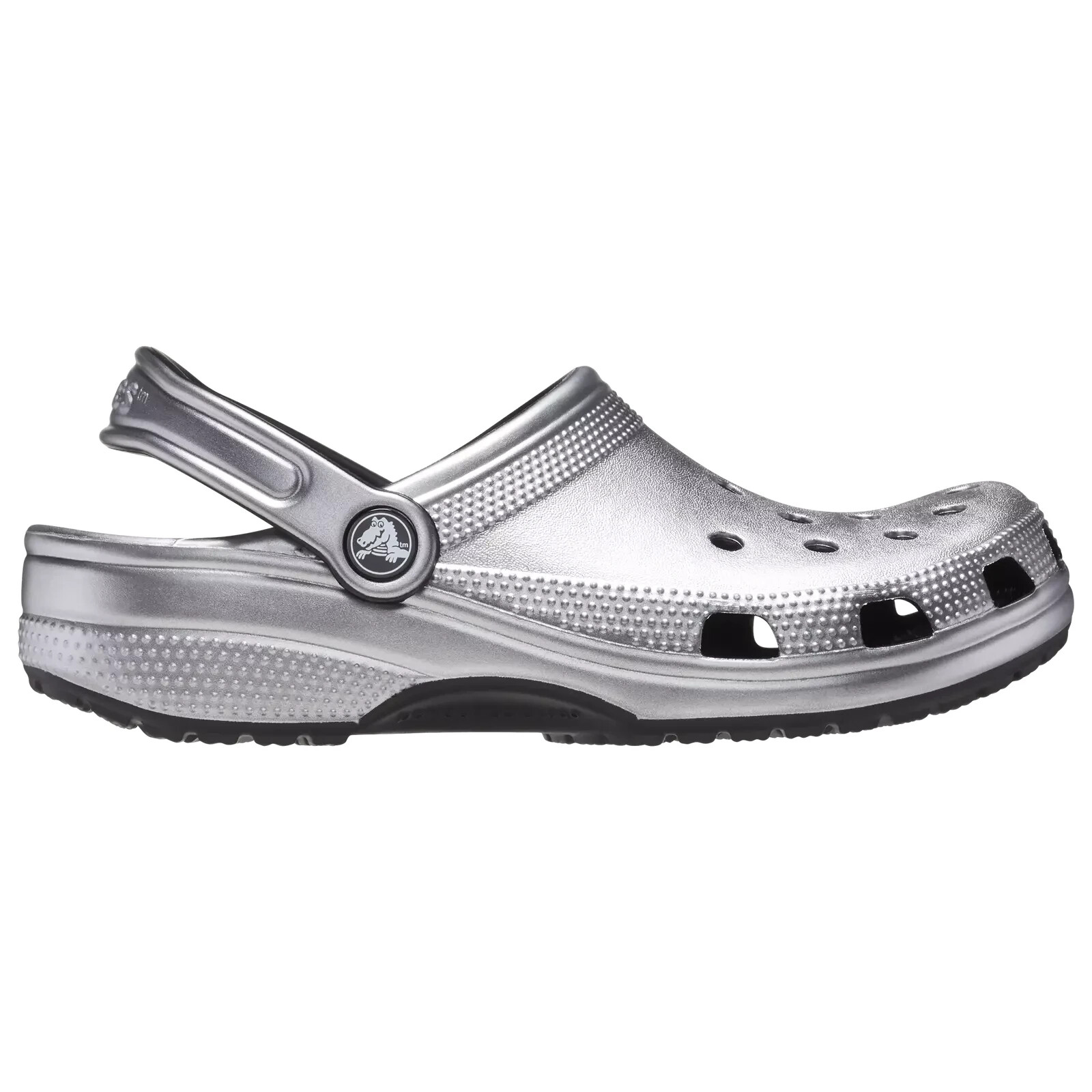 Crocs Classic Clogs Black Metallic Silver 205831-0P1 Men's