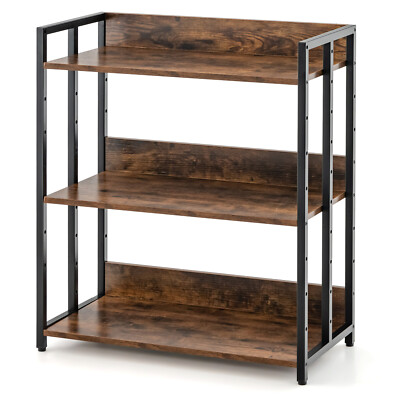 3-Tier Versatile Sturdy Bookcase Storage Rack for Living Room Study Kitchen