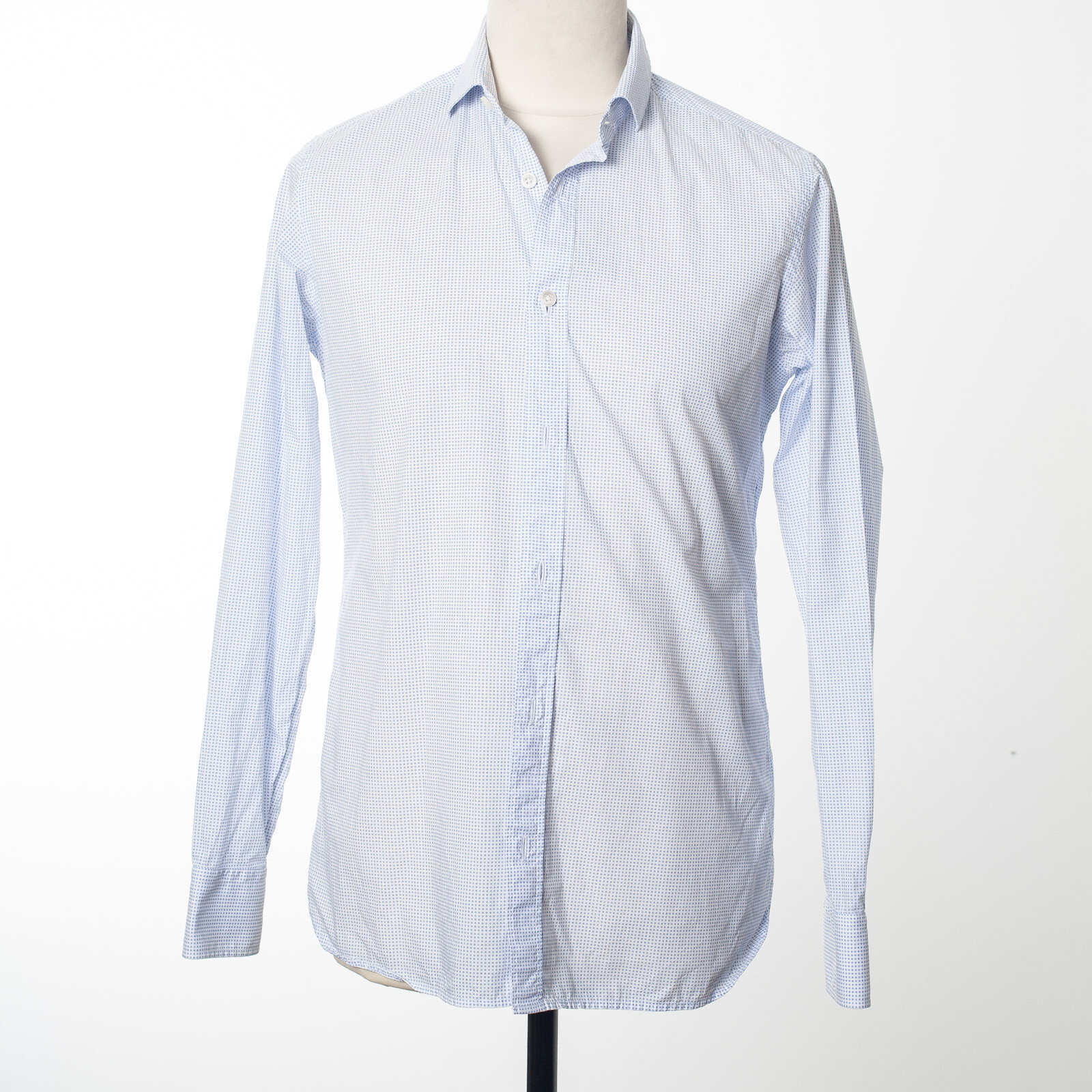digneディニュpoplin shirt Z ZEGNA Dress Shirt White Diamond Print Poplin Cotton Size