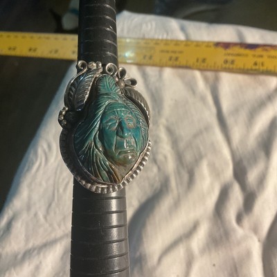 Big Rare FRANCISCO GOMEZ Navajo Abalone Turquoise Sterling Silver 925 Sz 6 .5 R
