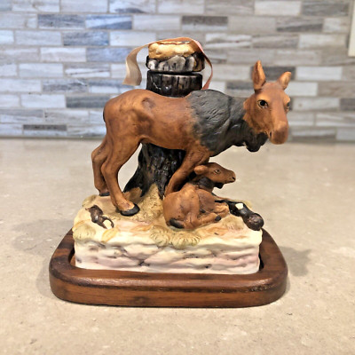 VTG 1979 Cyrus Noble Haas Brothers Mother Baby Moose Mini Decanter EMPTY