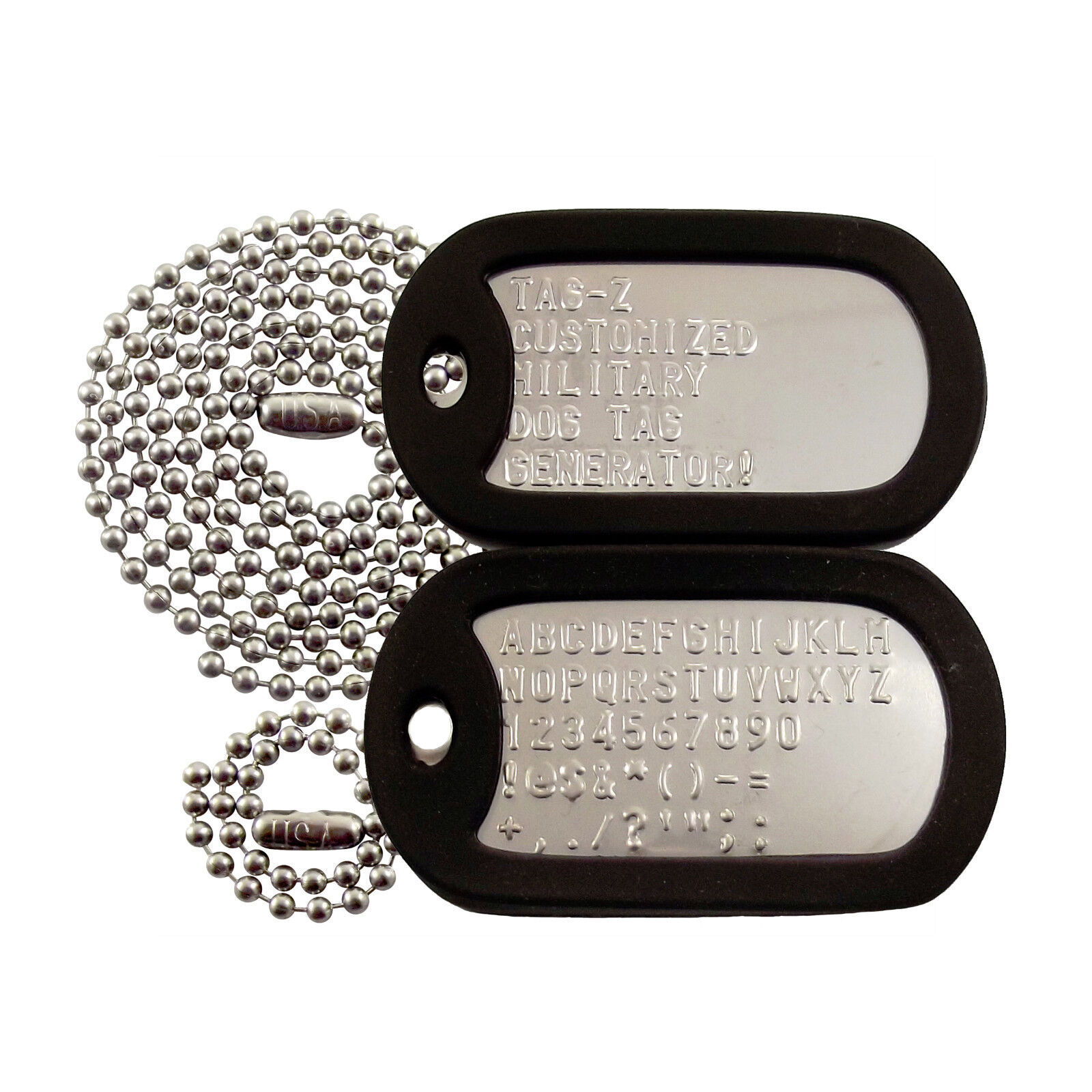 2 Military Dog Tags - Custom Embossed STAINLESS- GI 2 Military Dog Tags - Custom Embossed STAINLESS- GI