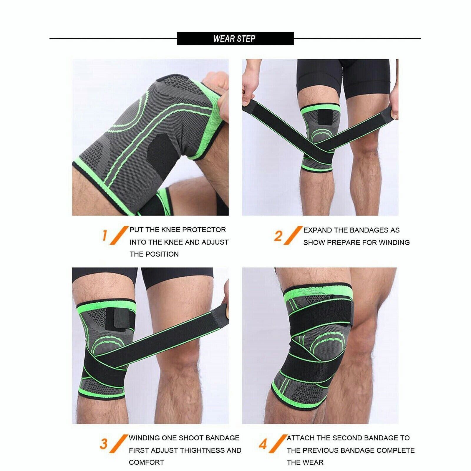 Knee Sleeve With Strap Compression Brace Support Gym Joint Pain Arthritis Relief