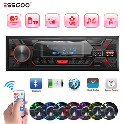 ESSGOO Car Stereo FM Radio MP3 Player Bluetooth AUX 2 USB SD Audio Single 1 DIN