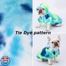 Dog Hoodie Tie Dye Dog Sweatshirt Chic Winter Clothes Ultra-Soft Warm Sweaters for Small Medium Dogs Fashion Pet Clothes for Dogs (Blue/Yellow/Green, S (Back: 11.02