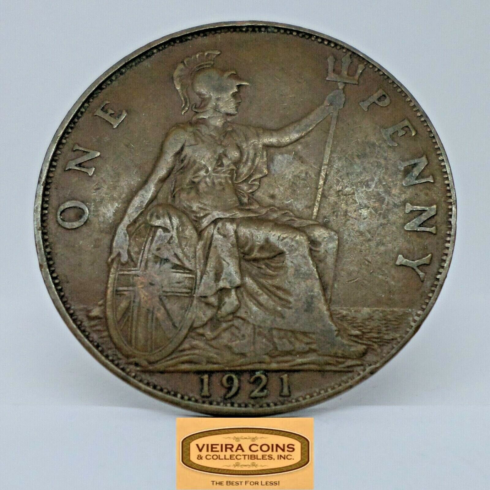 1921 Great Britain One Penny, Free Shipping - #C20940NQ 1921 Great Britain One Penny, Free Shipping - #C20940NQ