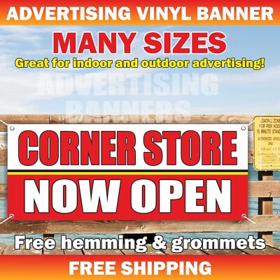 CORNER STORE NOW OPEN Advertising Banner Vinyl Mesh Sign sweet corn roasted