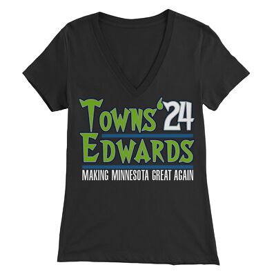 Towns Edwards 2024 Minnesota Basketball Tribute Ladies' V-Neck Tshirt