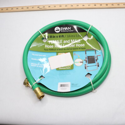 Swan Hose Reel Leader Hose with Male and Female Connections Green 5/8'' x 6'