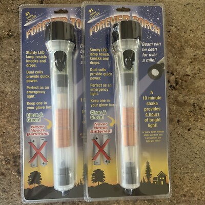 set of 2  Forever Torch  Flashlight - Just Shake No Batteries