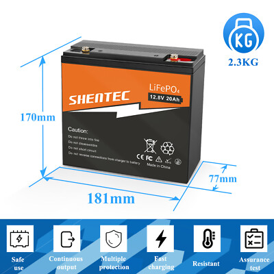 Shentec 12V 50Ah 100Ah 200Ah LiFePO4 Akku Lithium Batterie für Wohnmobil RV Boot