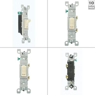 15 Amp Single-pole Toggle Switch, Light Almond (10-pack) | Leviton Switch Pole