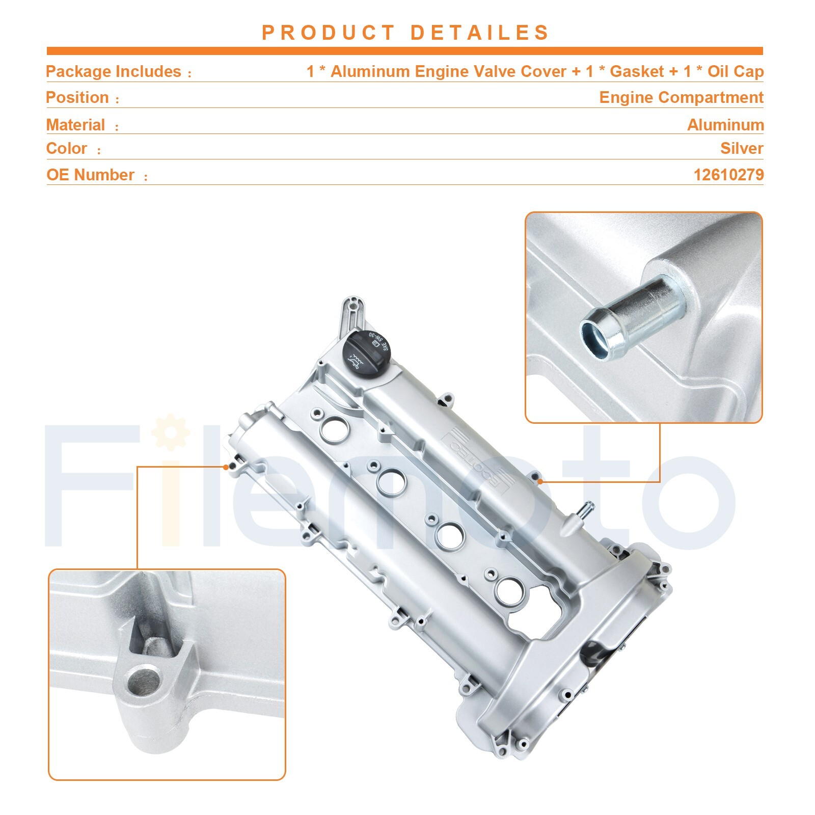 Engine Valve Cover for 10-17 GMC Terrain Chevrolet Equinox Buick 12610279 2.4L