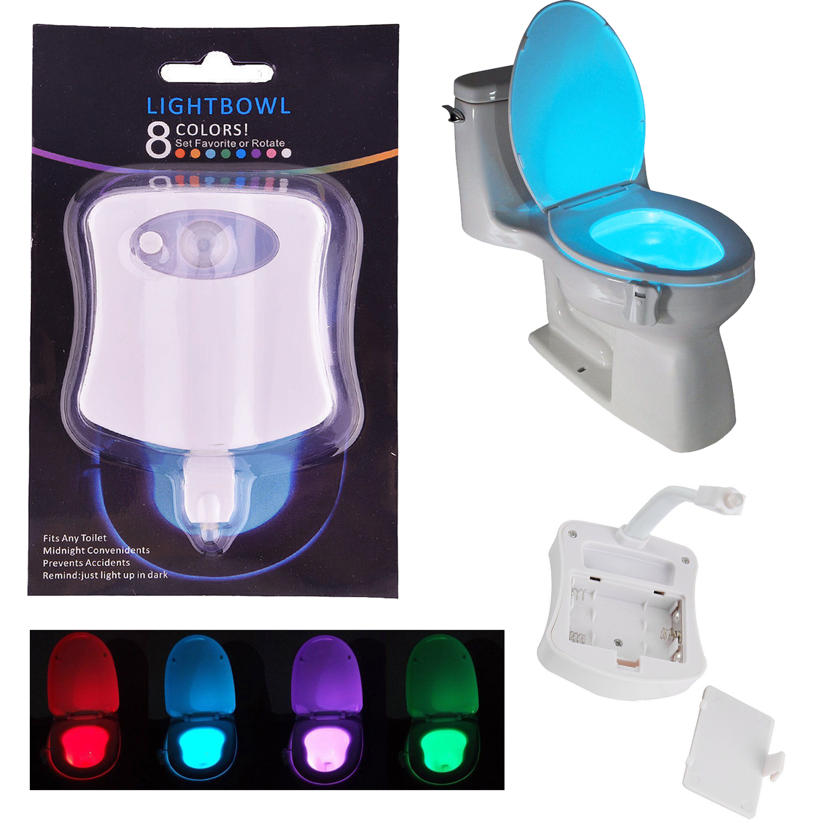 Toilet Night Light 8 Color LED Motion Activated Sensor Lamp Bathroom Seat Bowl