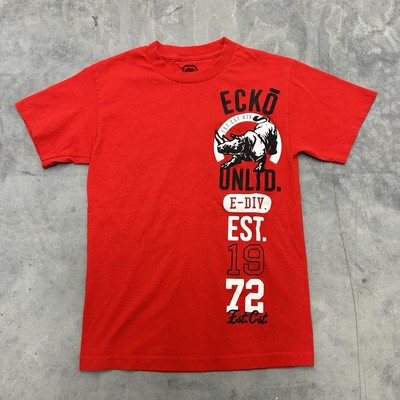 Y2K Ecko Untld Red Rhino Graphic T Shirt Size Small Red White Skater Skate Brand