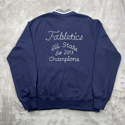 Fabletics Jacket Mens Large Blue Track Zip Up Year Round French Terry Team Sport
