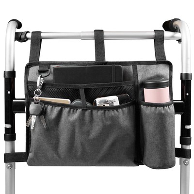 Walker Bag with Cup Holder Large Capacity Storage Pouch Wheelchairs Storage 