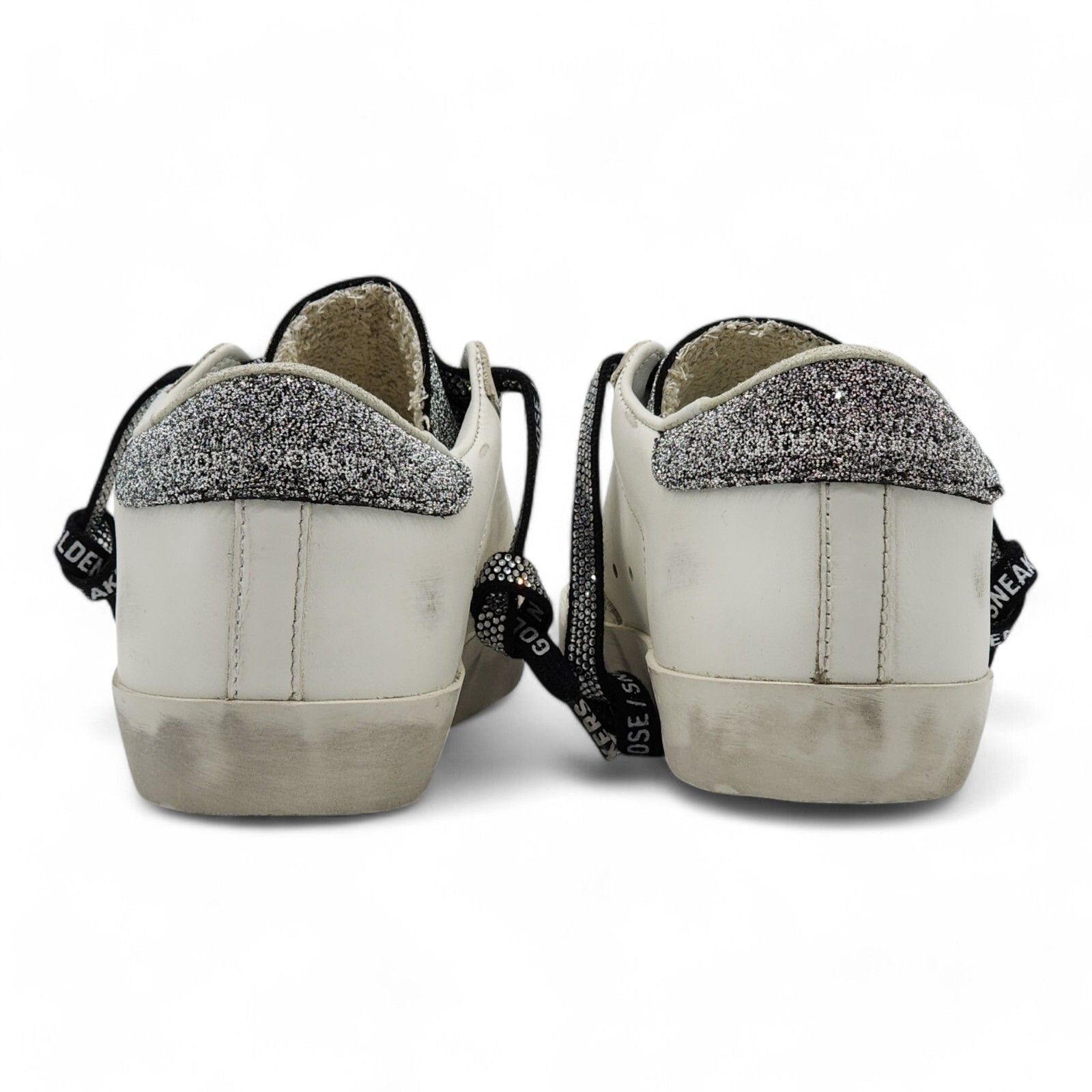 Pre-owned Swarovski Golden Goose Superstar Classic Sneakers With  - Leather - White $985
