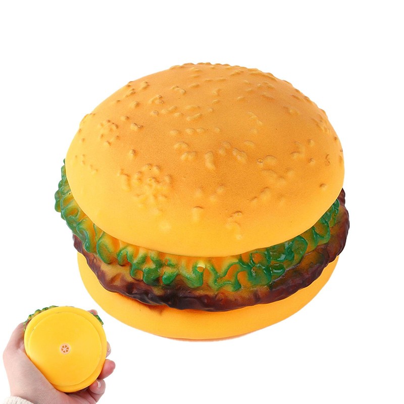 Cute Hamburger Dog Toy Chewing Toy Bite-Resistant Squeaky Dog Teeth Cleaning Toy