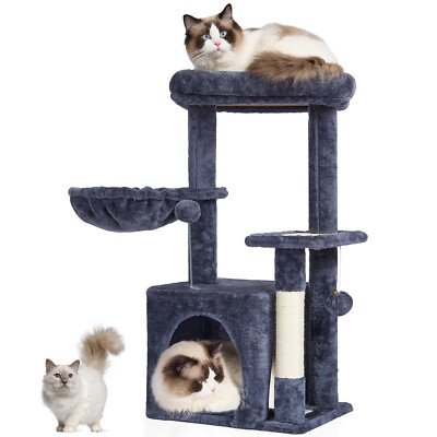 VEVOR Cat Tree 31.4'' Cat Tower with Cat Condo Sisal Scratching Post Dark Grey