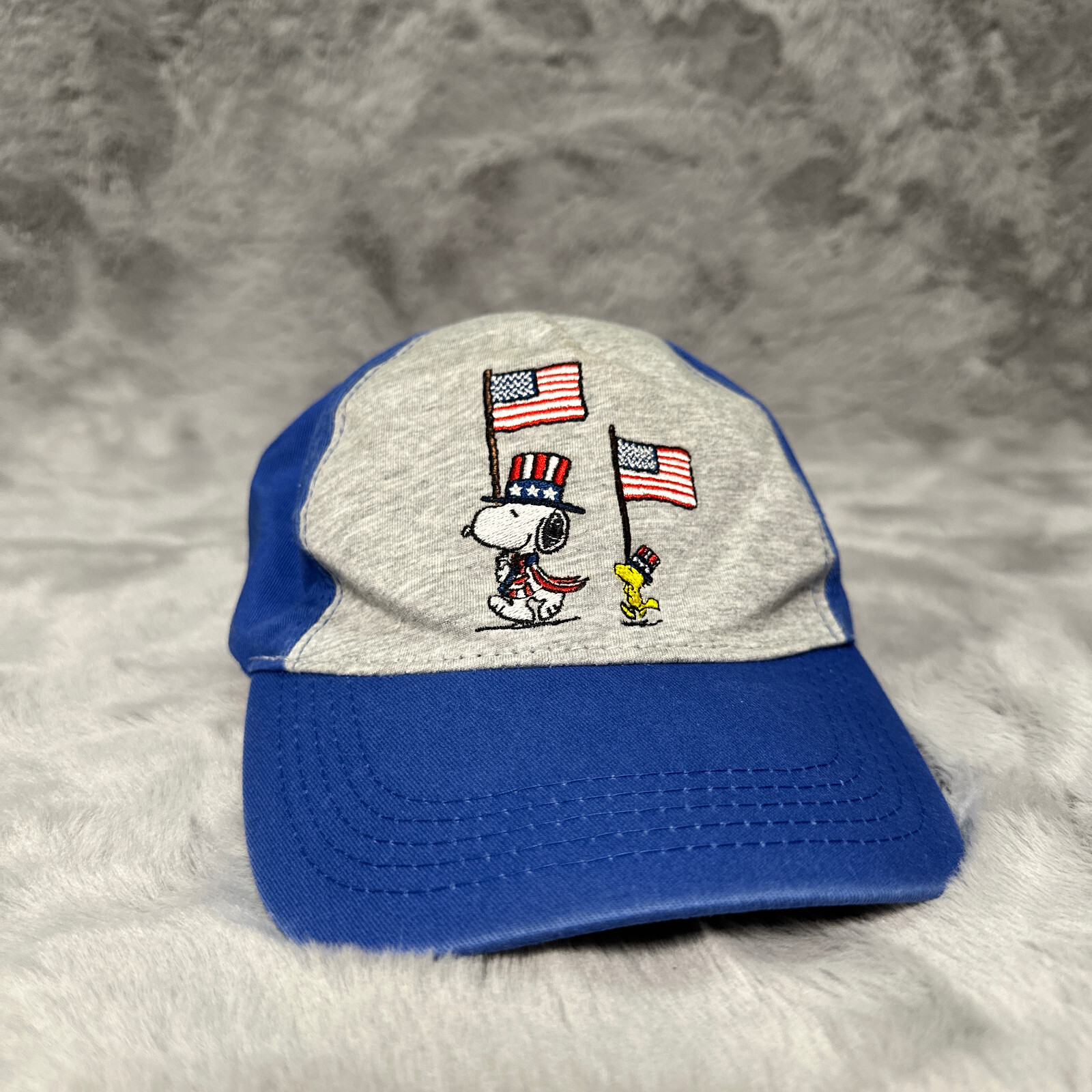Peanuts Hat Blue Snapback Adjustable Americana Snoopy 4th of