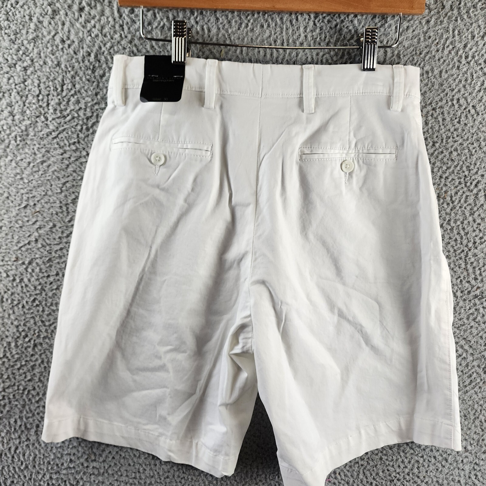 The Men's Store at Bloomingdale's Twill Regular Fit Shorts Men's 30 White Pocket - Picture 10 of 13