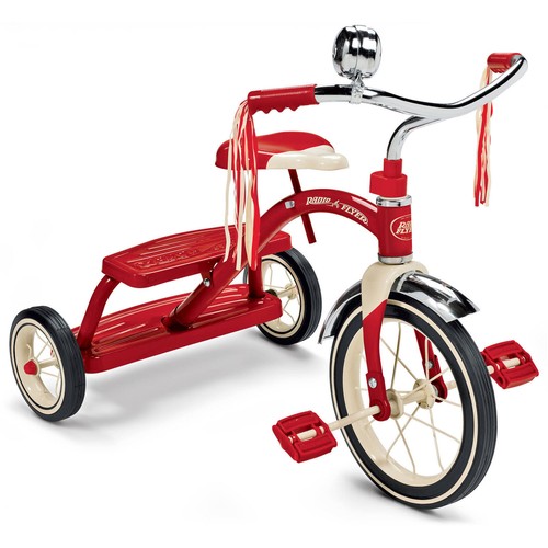 Kids Classic Style Red Dual Deck Tricycle 12"Front Wheel wit