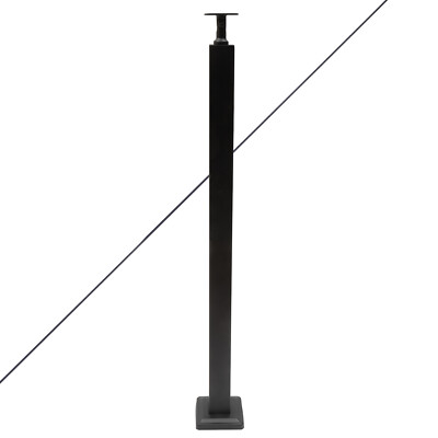 Level drilled Cable Railing Post 36''x2''x2''(Post Body 33'') Stainless Steel Black