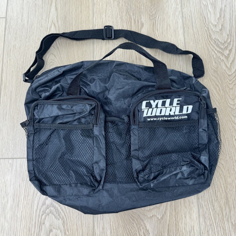 Cycle World Champion Bag Black Nylon Mesh Pocket Dual Strap