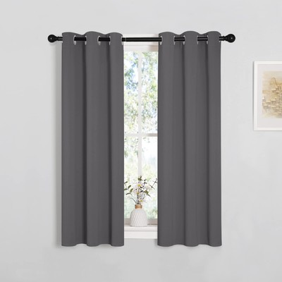 Grey Blackout Curtain Panels for Bedroom, 2 Panels, W29 x L40 inches, Grey, T...