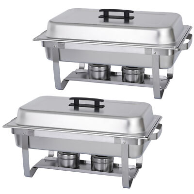 2 Pack 8 QT Stainless Steel Chafer Chafing Dish Sets Catering Food Warmer