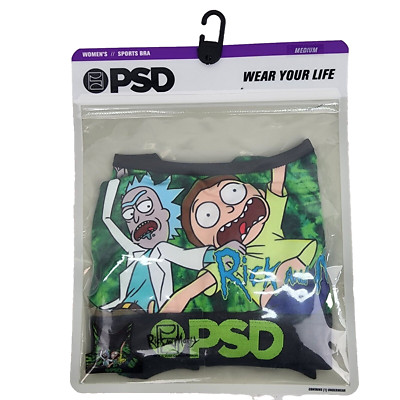 PSD Womens Rick & Morty Street Art Sports Bra Women's Medium Multicolor Fan Art