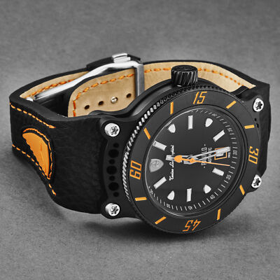 Pre-owned Tonino Lamborghini Men's 'panfilo' Black Dial Automatic Watch Tlf-t03-3